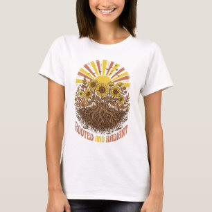 Eingewurzelt und strahlend vintage botanisches Bau T-Shirt