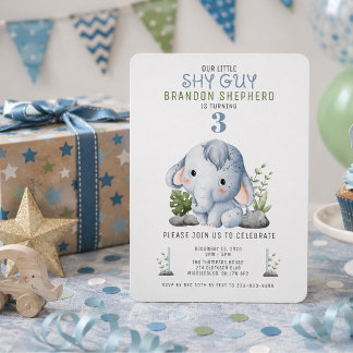 Eingladung zum Geburtstag vom schüchternen Elefant Einladung