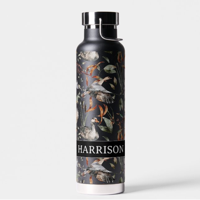 Eingramm Enten Gänse Kaninchen Jagd Herbstleder Trinkflasche (Links)