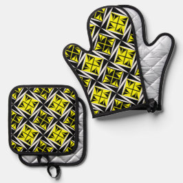 Einheimische Heilige Winde in Gelb Ofenhandschuh & Topflappen-Set