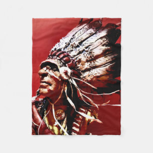 Einheimische "Nez Perce Chief" Originalkunst  Fleecedecke