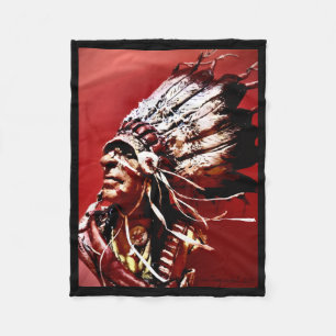 Einheimische "Nez Perce Häuptling" Originalkunst Fleecedecke
