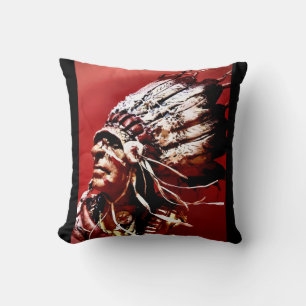 Einheimische "Nez Perce Häuptling" Originalkunst Kissen