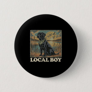 Einheimischer Junge Black Lab Jagdhund Marsch Szen Button