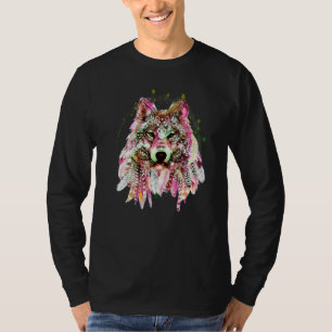 Einheimischer Wolf Kopf Stammes- Bohemien-Tattoo C T-Shirt