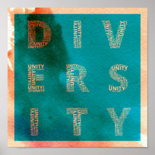 Einheit im Diversity Watercolorplakat Poster