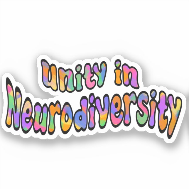 Einheit in der Neuroversity Rainbow-Typografie Aufkleber (Vorderseite)
