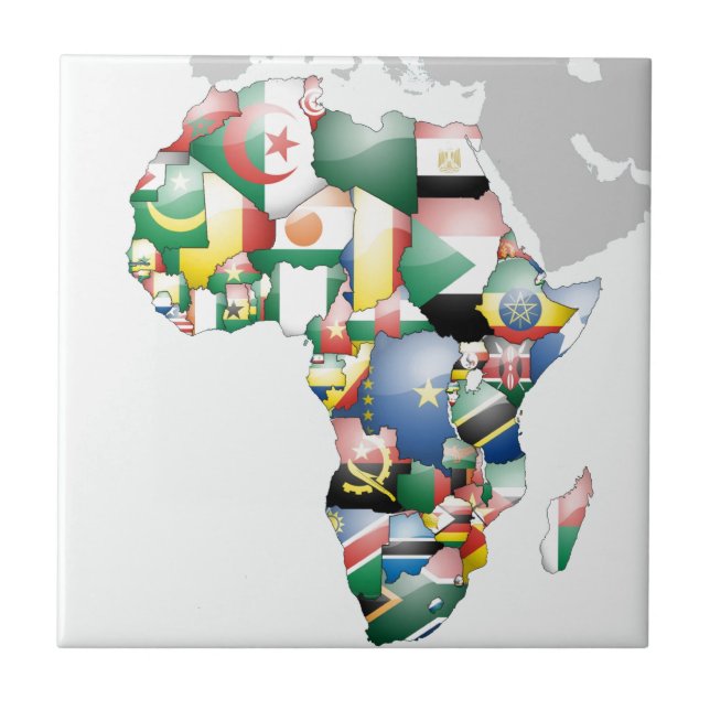 Einheit in Diversity: Afrikas Flaggen-Sammlung Fliese (Vorderseite)