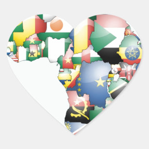 Einheit in Diversity: Afrikas Flaggen-Sammlung Herz-Aufkleber
