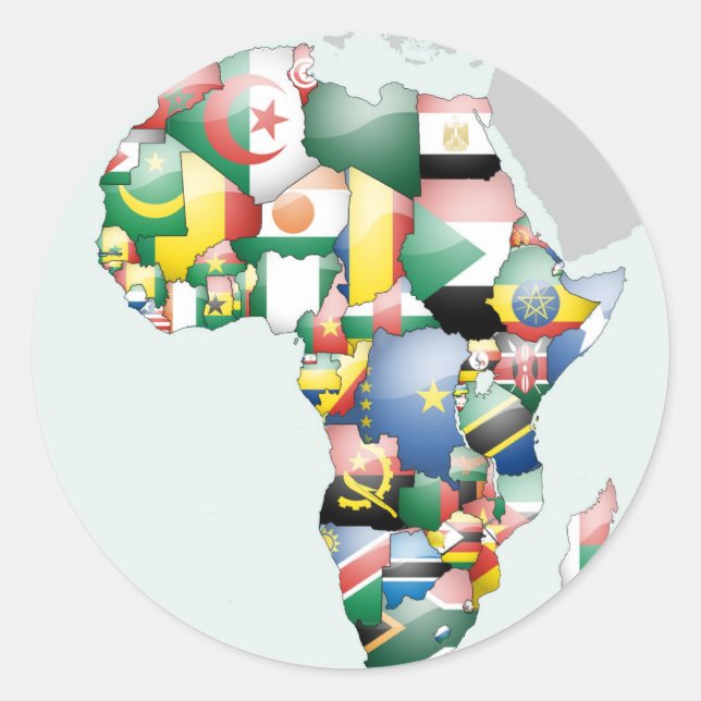 Einheit in Diversity: Afrikas Flaggen-Sammlung Runder Aufkleber (Vorderseite)