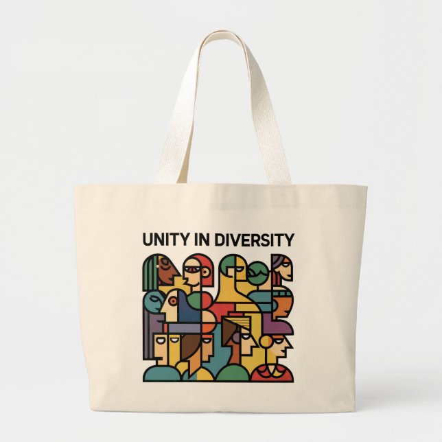 Einheit in Diversity - Geometrisches Rainbow Tote  Jumbo Stoffbeutel (Vorne)