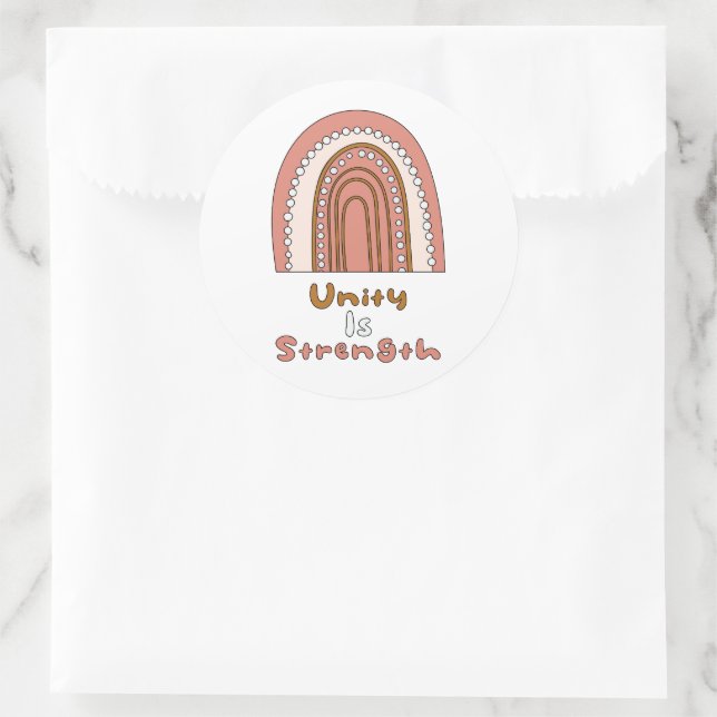 Einheit ist motivierend Boho Regenbogen Runder Aufkleber (Tasche)