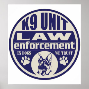 Einheit K9 in den Hunden vertrauen wir Blau Poster