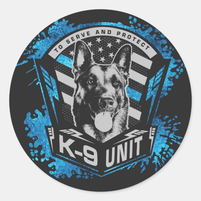Einheit K9 - Malinois - belgischer Schäfer Runder Aufkleber (Vorderseite)