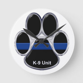 Einheit K-9 verdünnen Blue Line Runde Wanduhr