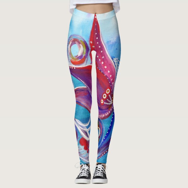 Einheit rosa blaue weibliche wunderliche Boho Leggings (Vorderseite)