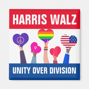 Einheit über Division Harris Walz Tim Walz Red Blu Magnet