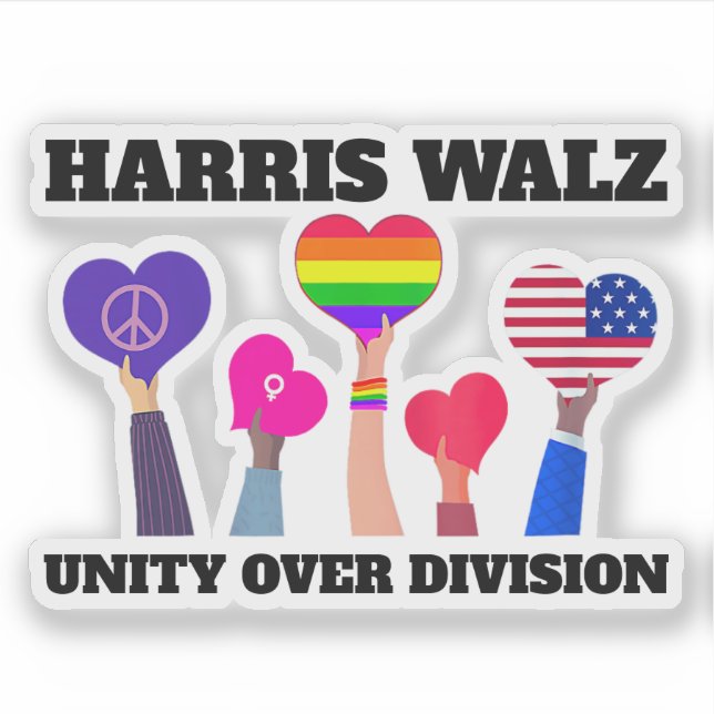 Einheit über Division Kamala Harris Tim Walz Aufkleber (Vorderseite)
