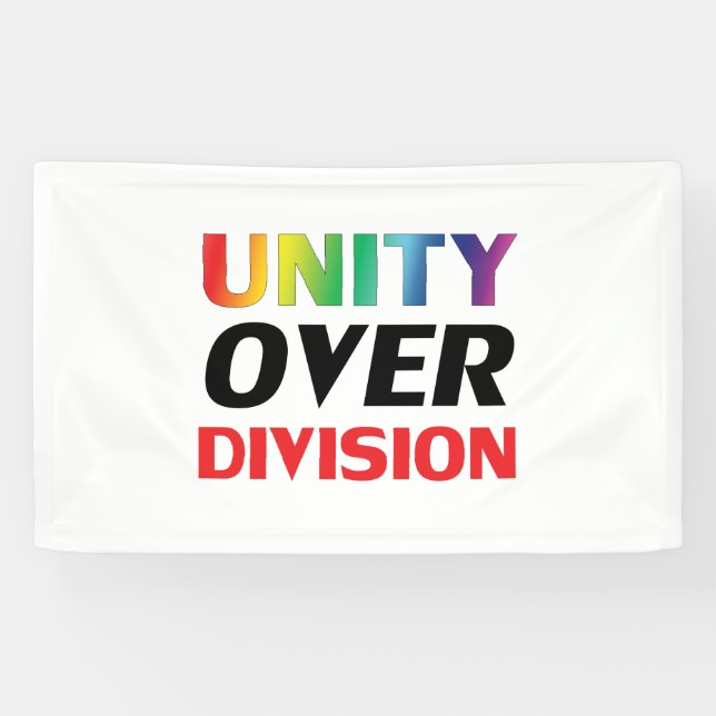 Einheit über Division, rot, weiß, lgbtq lgbt stolz Banner (Horizontal)