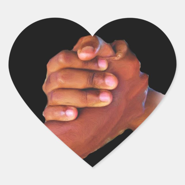 Einheit und Liebe, Hand in Hand_ Herz-Aufkleber (Vorderseite)