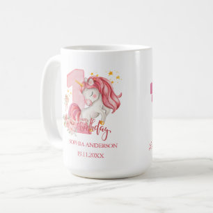 Einhorn 1. Geburtstag Rosa Kleines Mädchen Kaffeetasse