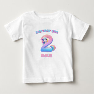 Einhorn 2. Geburtstags Mädchen T-Shirt Benutzerdef
