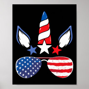Einhorn 4. Juli Mädchen Kinder Frauen Amerikanisch Poster