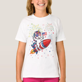 Einhorn 4. Juli Patriotische Rakete und Feuerwerk T-Shirt