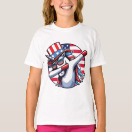 Einhorn 4. Juli Patriotischer Raketen und Feuerwer T-Shirt