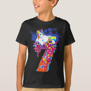 Einhorn 7 Jahre altes Mädchen Geburtstags-Shirt gl T-Shirt