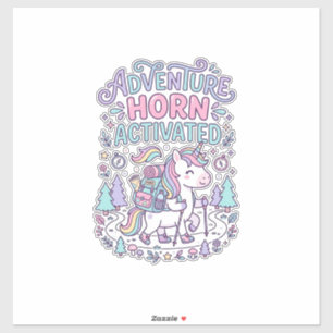 Einhorn-Abenteuer-Horn aktiviert süße Pastell-Graf Aufkleber