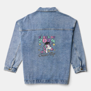 Einhorn-Abschlusskappe für Mädchen, Abschlussjahrg Jeansjacke