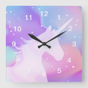 Einhorn - AcrylWanduhr Quadratische Wanduhr