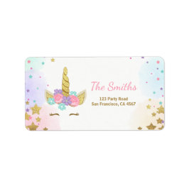 Einhorn-Adressetikett Rosa Goldener Regenbogen Adressaufkleber