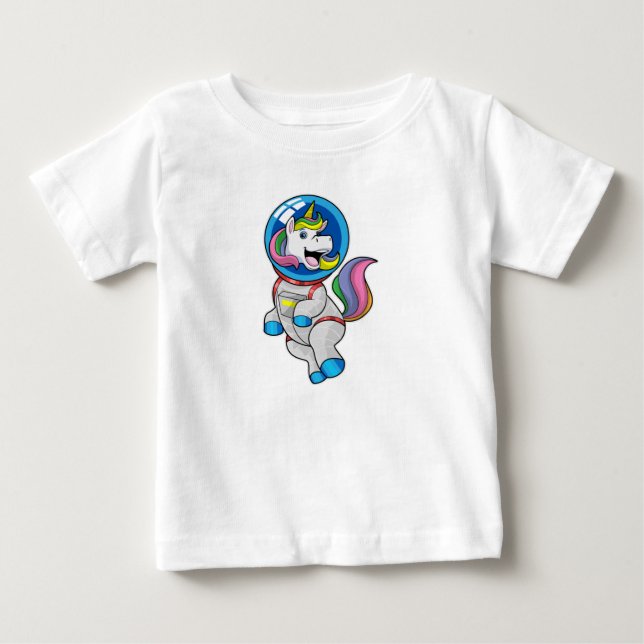 Einhorn als Astronaut im Weltraum Baby T-shirt (Vorderseite)
