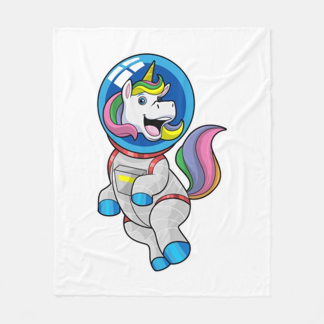Einhorn als Astronaut im Weltraum Fleecedecke (Vorderseite)
