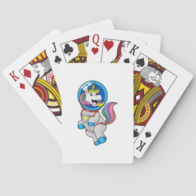Einhorn als Astronaut im Weltraum Spielkarten (Rückseite)