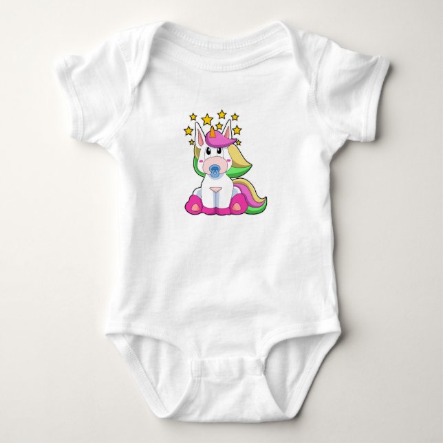 Einhorn als Baby mit Schnuller Strampler (Vorderseite)