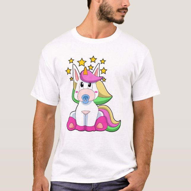 Einhorn als Baby mit Schnuller T-Shirt (Vorderseite)
