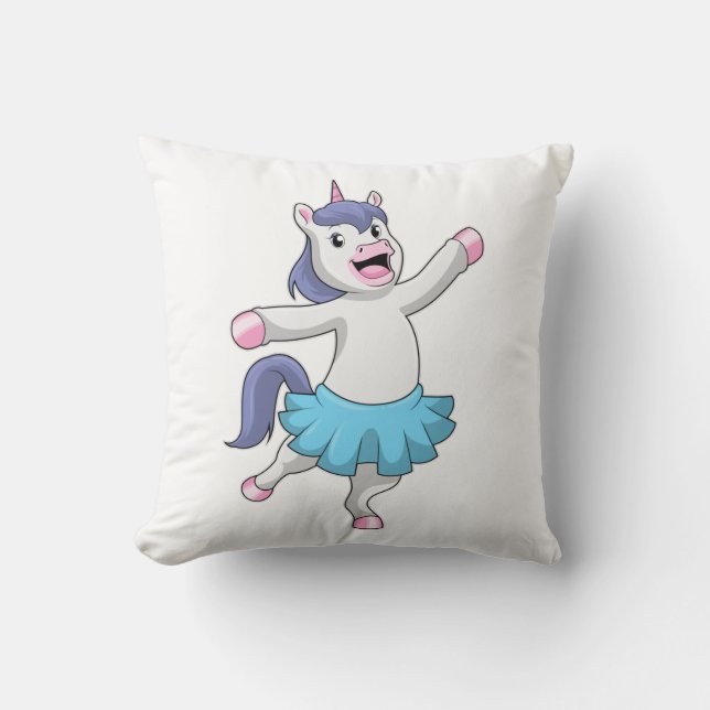 Einhorn als Ballerina im Ballett Kissen (Vorderseite)