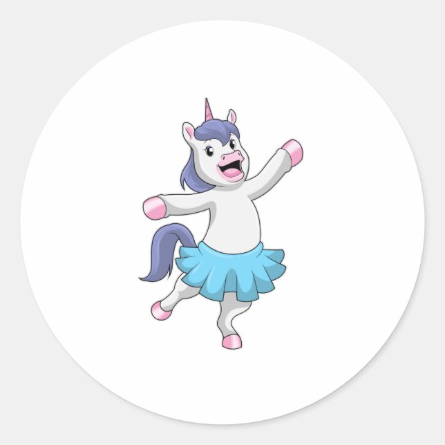 Einhorn als Ballerina im Ballett Runder Aufkleber (Vorderseite)
