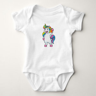 Einhorn als Friseur mit Haarspray Baby Strampler