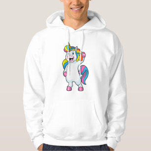 Einhorn als Friseur mit Haarspray Hoodie