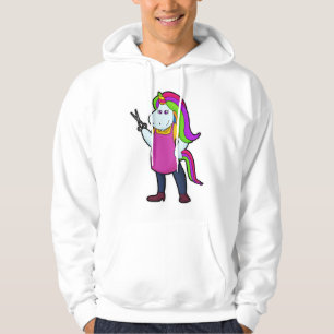 Einhorn als Friseur mit Schere Hoodie