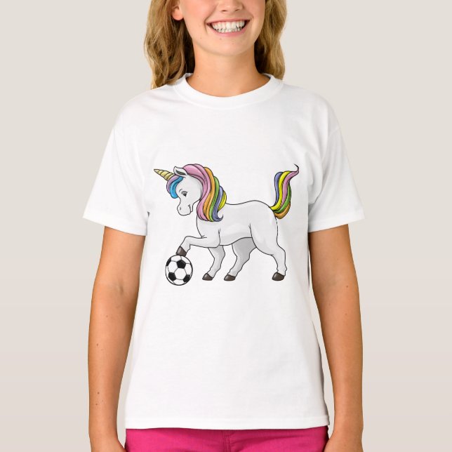 Einhorn als Fußballspieler mit Fußball T-Shirt (Vorderseite)