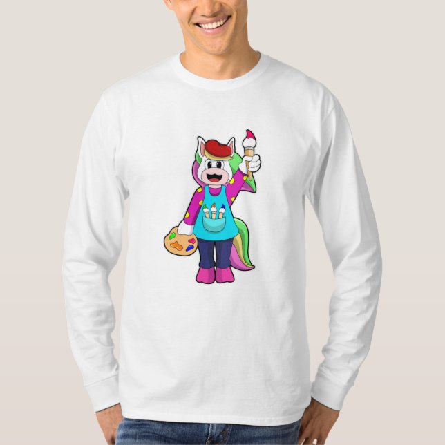 Einhorn als Maler T-Shirt (Vorderseite)