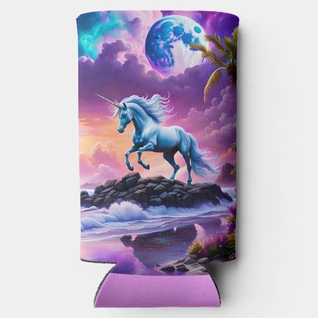 Einhorn am Fantasy Tropical Beach Selters Dosenkühler (Rückseite)