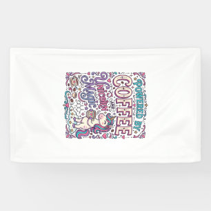 Einhorn, angetrieben von Kaffee und Einhorn-Magie- Banner