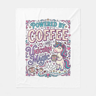 Einhorn, angetrieben von Kaffee und Einhorn-Magie- Fleecedecke