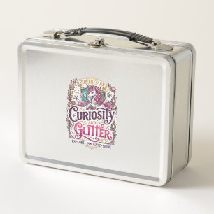 Einhorn, angetrieben von Neugier und Glitter Styli Metall Brotdose